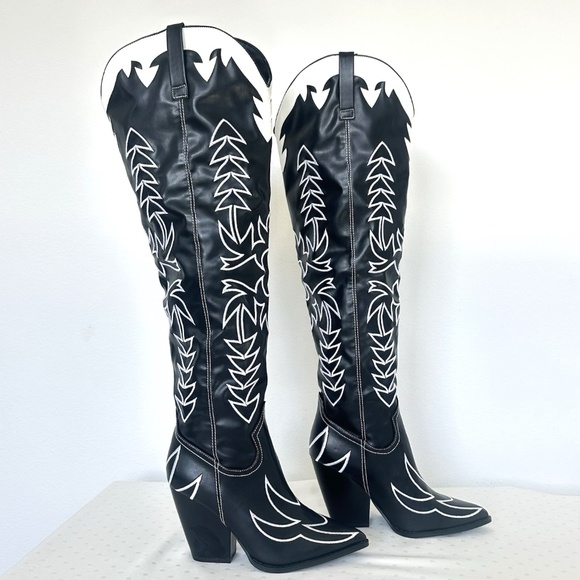 SHEIN Monochrome Over the Knee Boots - Picture 2 of 11